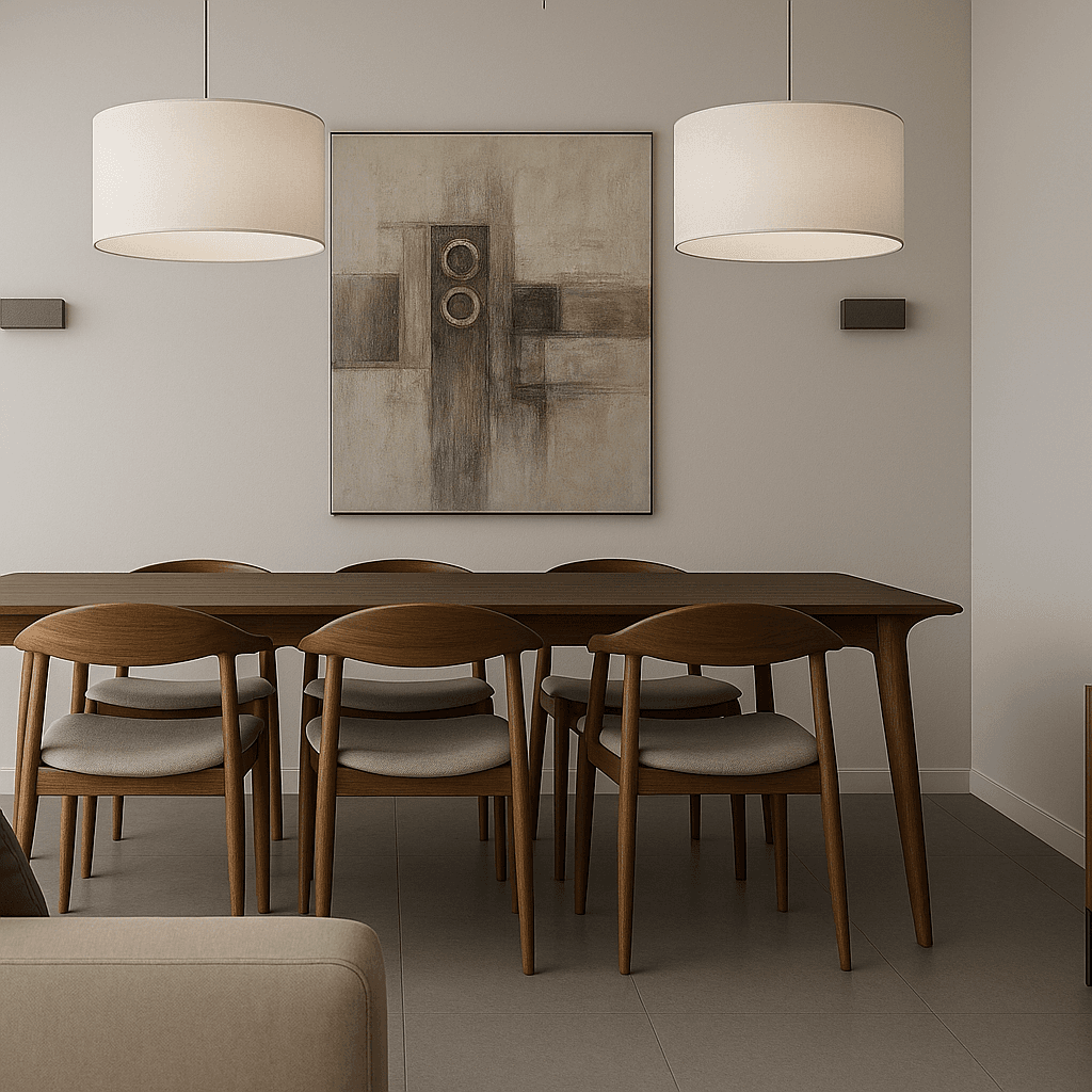 dining room wood table pendant lighting
