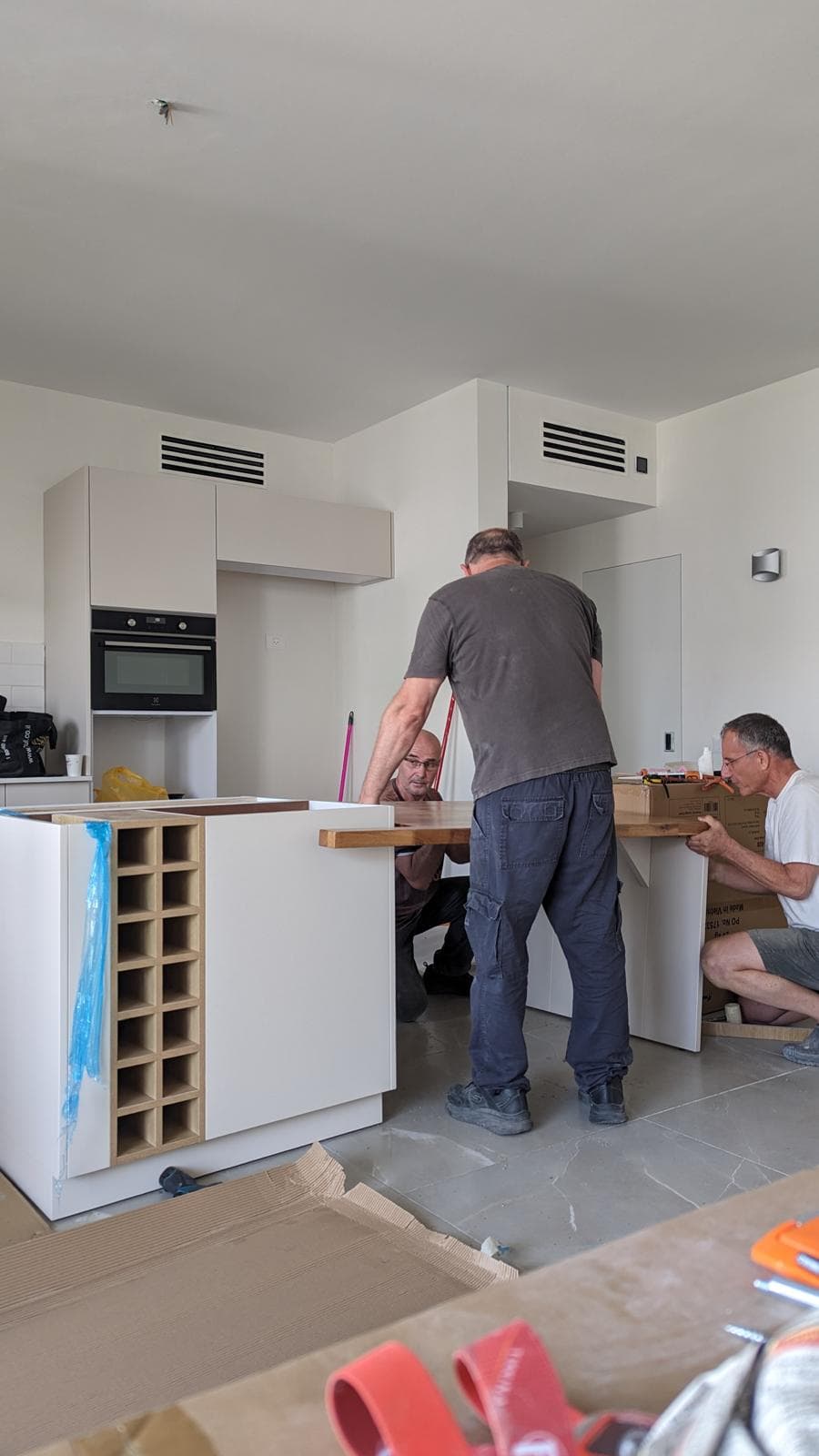 kitchen island installation contractors work