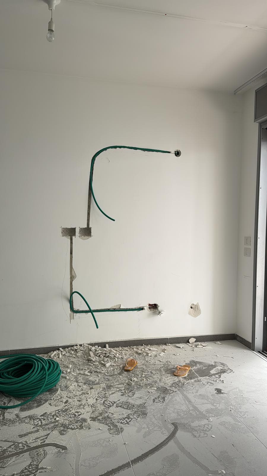 living room construction electrical work