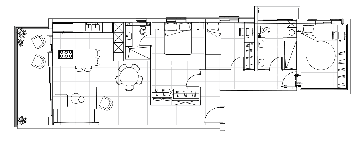 floor plan layout 90sqm apartment