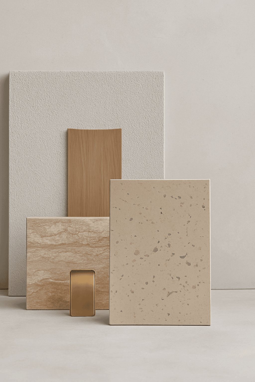 material samples beige wood stone