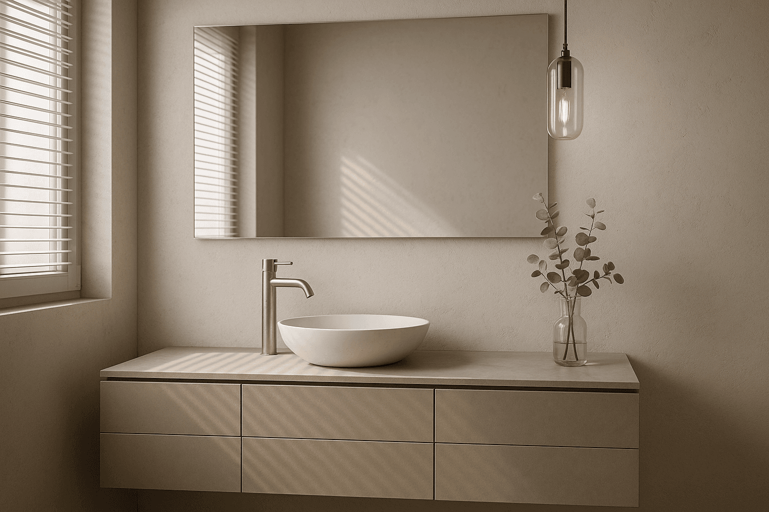modern bathroom floating vanity vessel sink