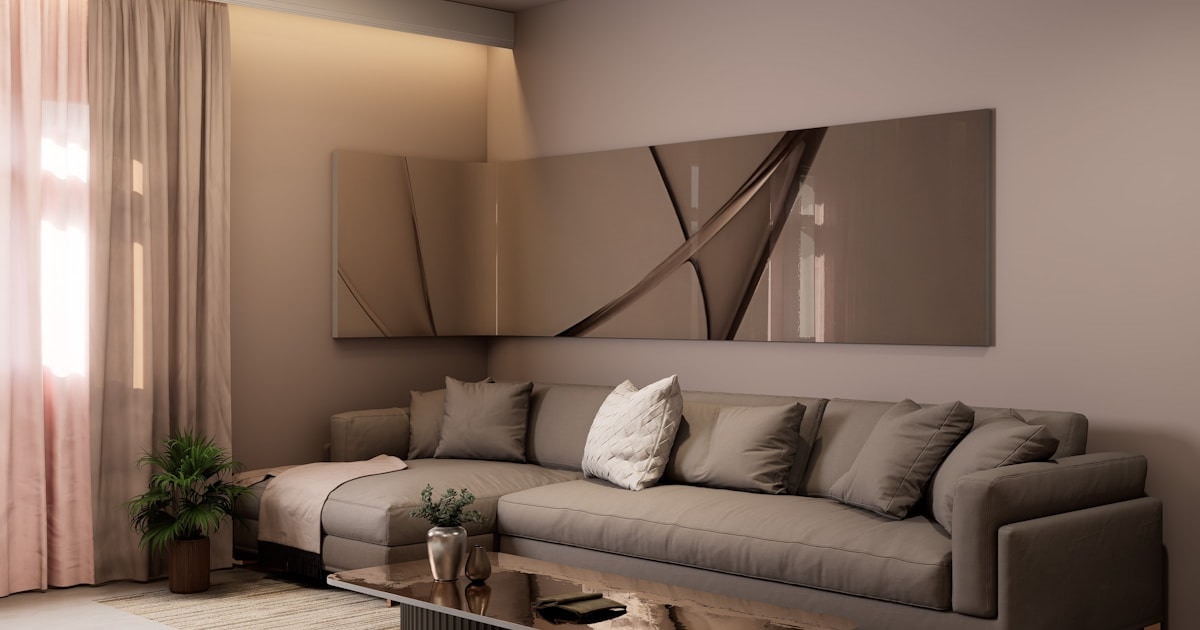 סלון מודרני בגוונים ניטרליים