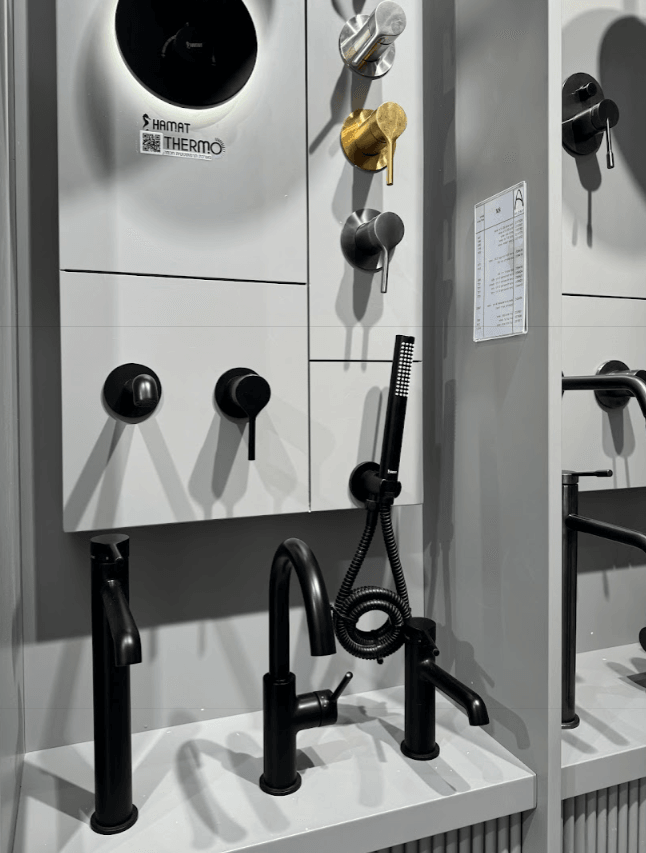 black kitchen faucets showroom display