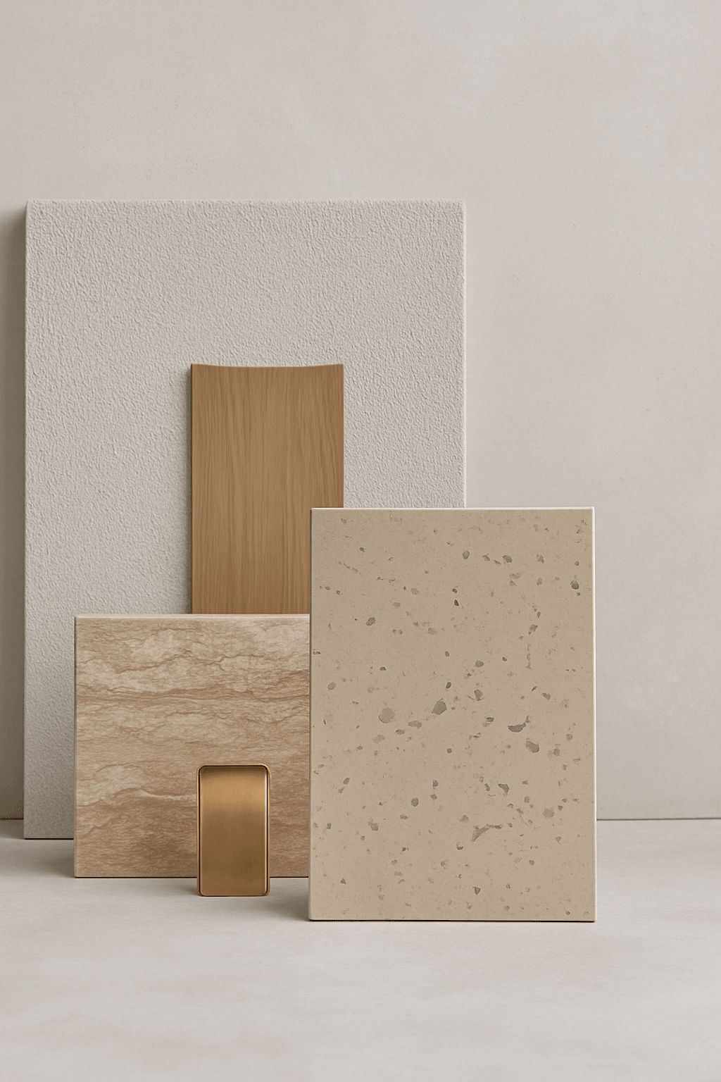 material samples beige wood stone